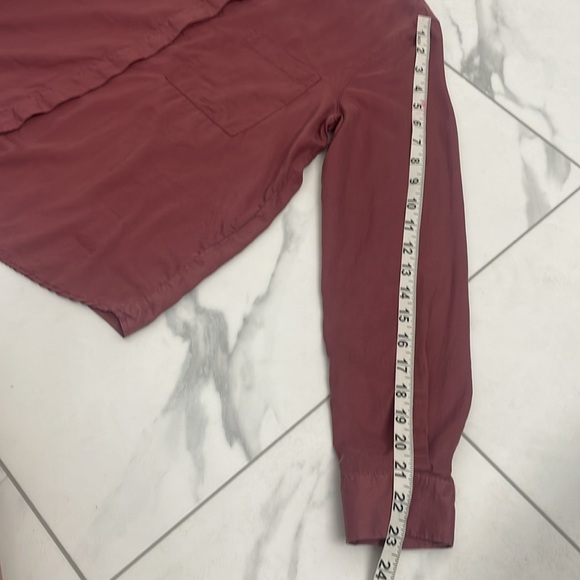 Frank & Oak Dusty Rose Button Down Shirt Long Sleeve Button Cuff Pocket Size S - Picture 12 of 14